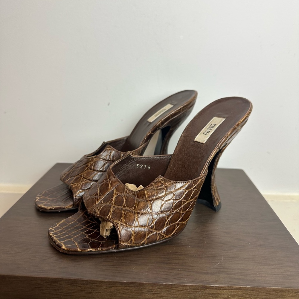 Prada crocodile embossed heel